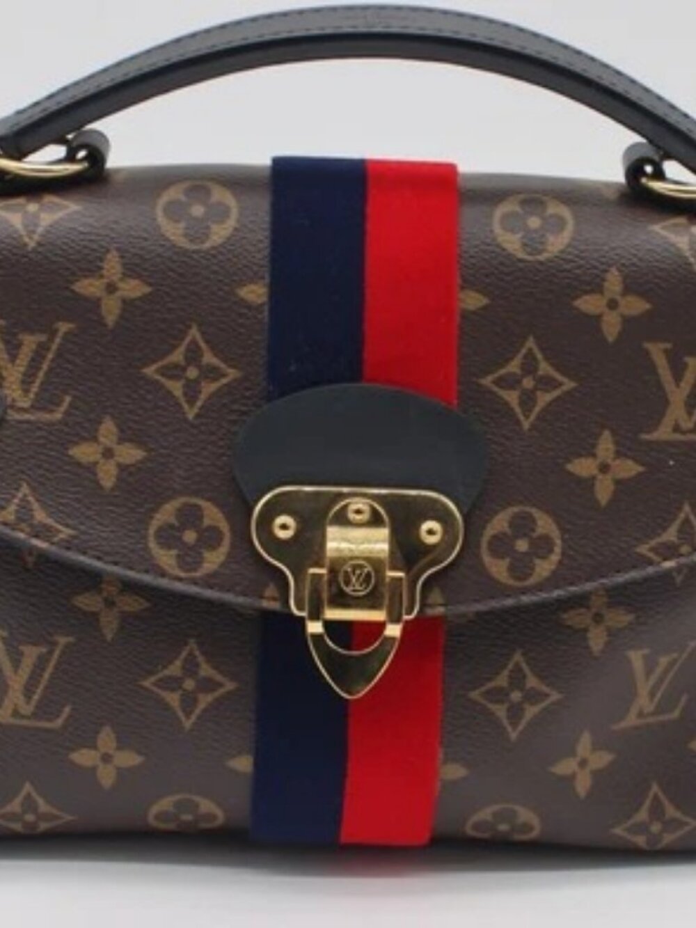 Louis Vuitton Georges BB Monogram Canvas Bag Brown Blue Red Handbag
